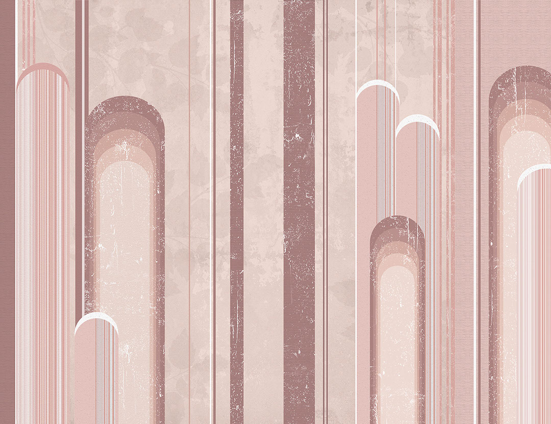 Delicate pink geometric arches wall mural