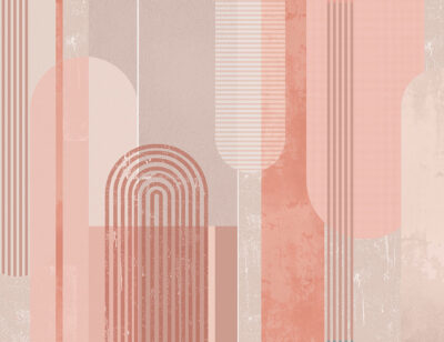 Pink geometric arches and shapes wall mural