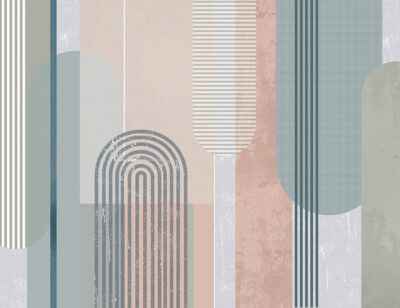 Pastel geometric arches and shapes wall mural