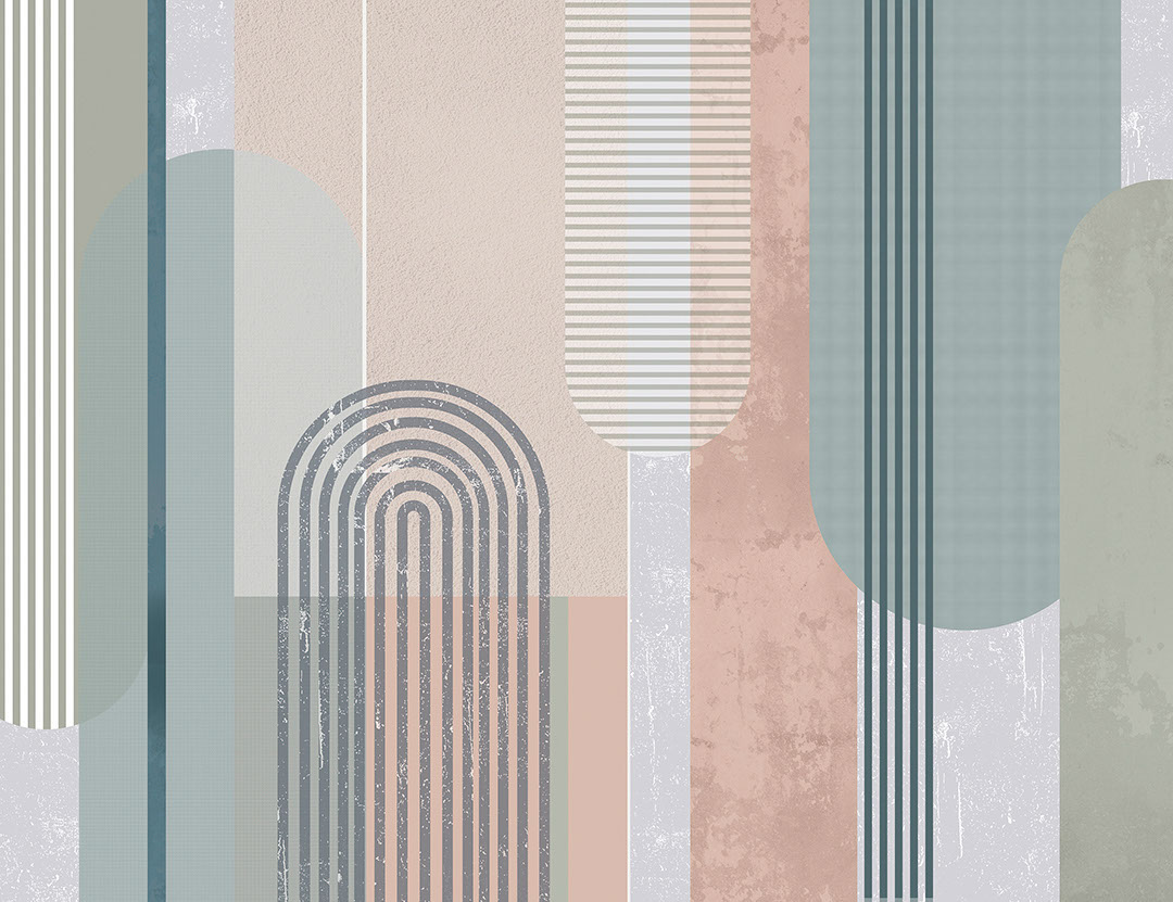 Pastel geometric arches and shapes wall mural