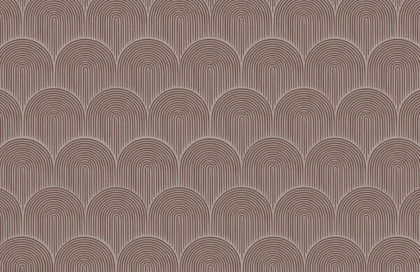 Art deco arches in coffee colour patterned wallpaper