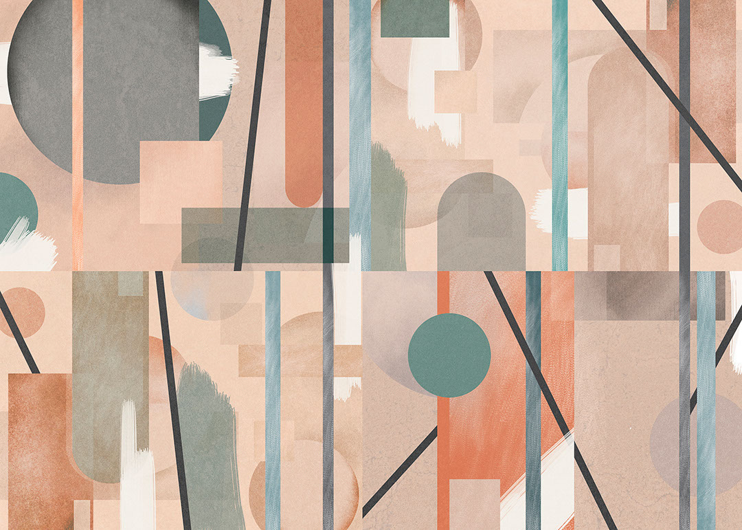 Pastel geometric shapes in Art Deco style wall mural