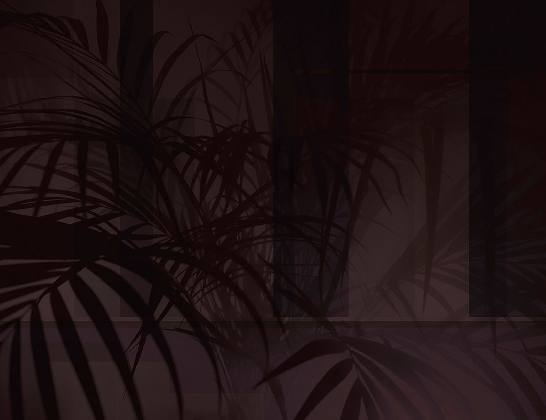 Shadows of tropical leaves in burgundy colours wall mural