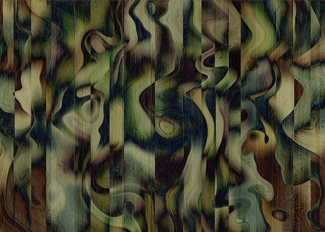 Dark green surrealistic gradient with strips wall mural