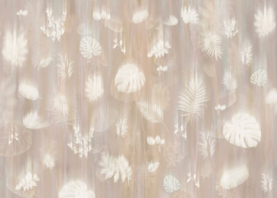 White leaves imprints on the light background wall mural