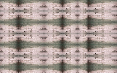 Green and beige waves wallpaper with optical illusion