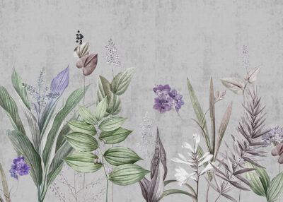 Grey tone tender botanical wall mural
