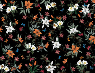 Dark floral patterned wallpaper