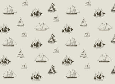 Minimalist black yachts and ships kids patterned wallpaper