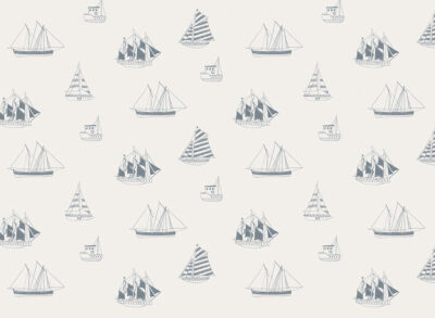Minimalist grey yachts and ships kids patterned wallpaper