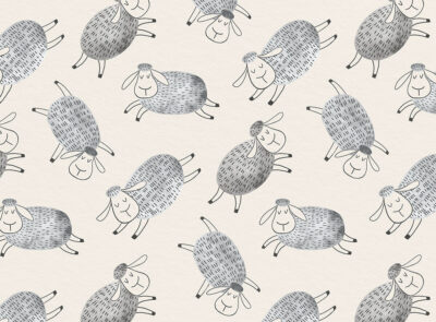 Cartoon styled cute sheep patterned kids wallpaper