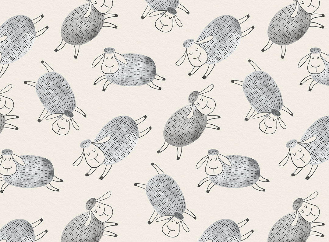 Cartoon styled cute sheep patterned kids wallpaper