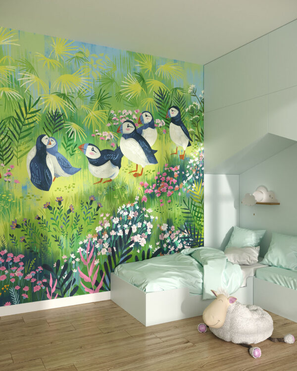 Bright colourful toucan birds wall mural for a children's room