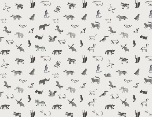 Watercolour abstract minimalistic animals patterned wallpaper