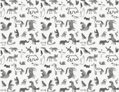 Watercolour abstract animals patterned wallpaper