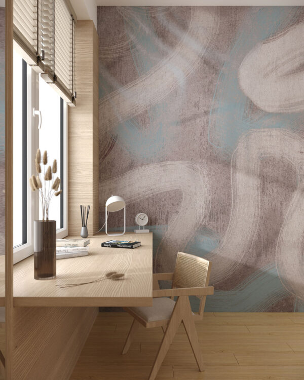 Abstract paint brush strokes wall mural for the office