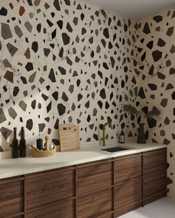 Colourful terazzo surface wallpaper for the kitchen