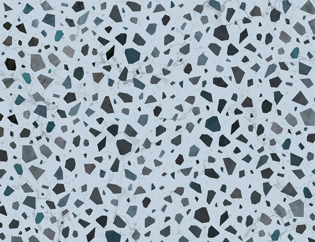 Colourful terazzo surface wallpaper in blue tones