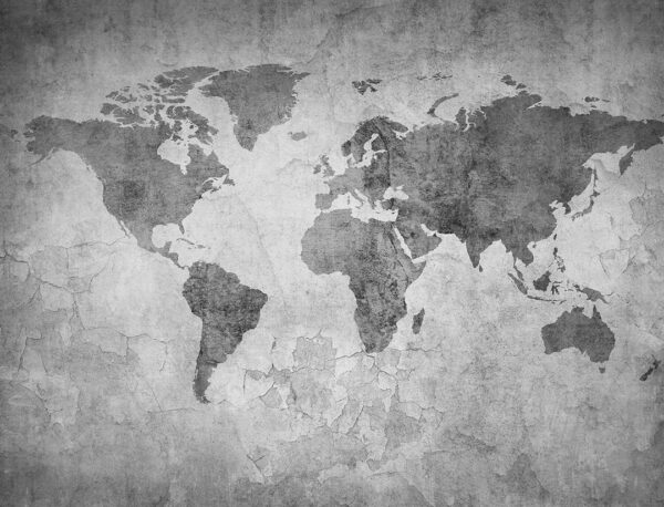 Grey loft styled world map wall mural