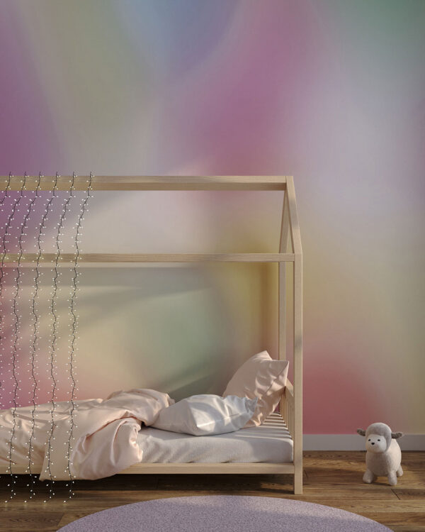 Tender rainbow gradient ombre wall mural for a children's room