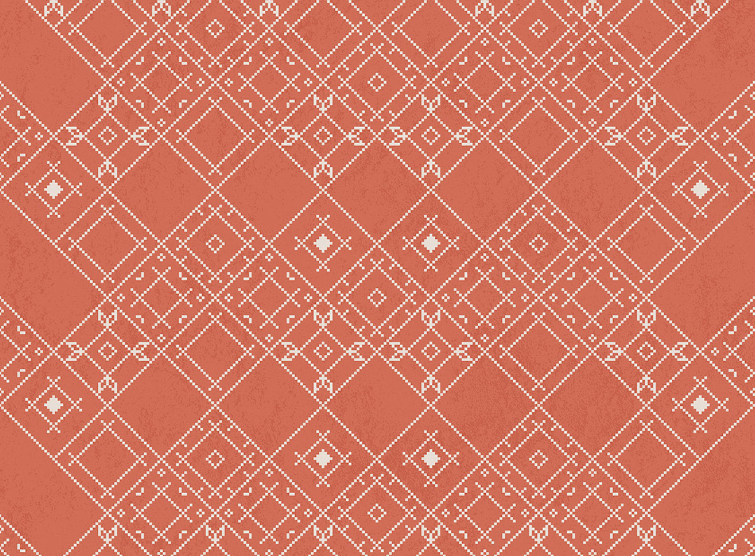 Ukrainian traditional ornament patterned wallpaper on the red background
