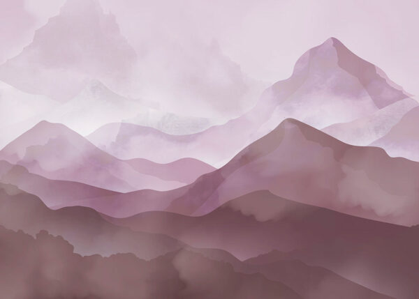 Watercolour purple gradient mountains wall mural