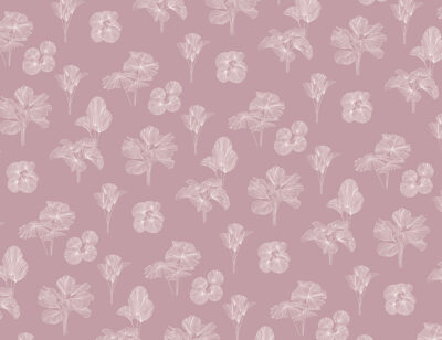 Tender line art leaves patterned wallpaper on the purple background