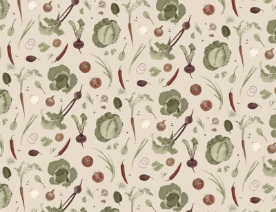 Ingredients of the Ukrainian national soup borsch wall mural on the beige background
