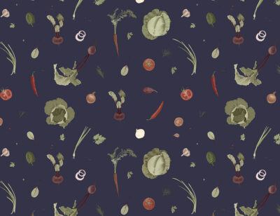 Ingredients of the Ukrainian borsch wall mural on the blue background