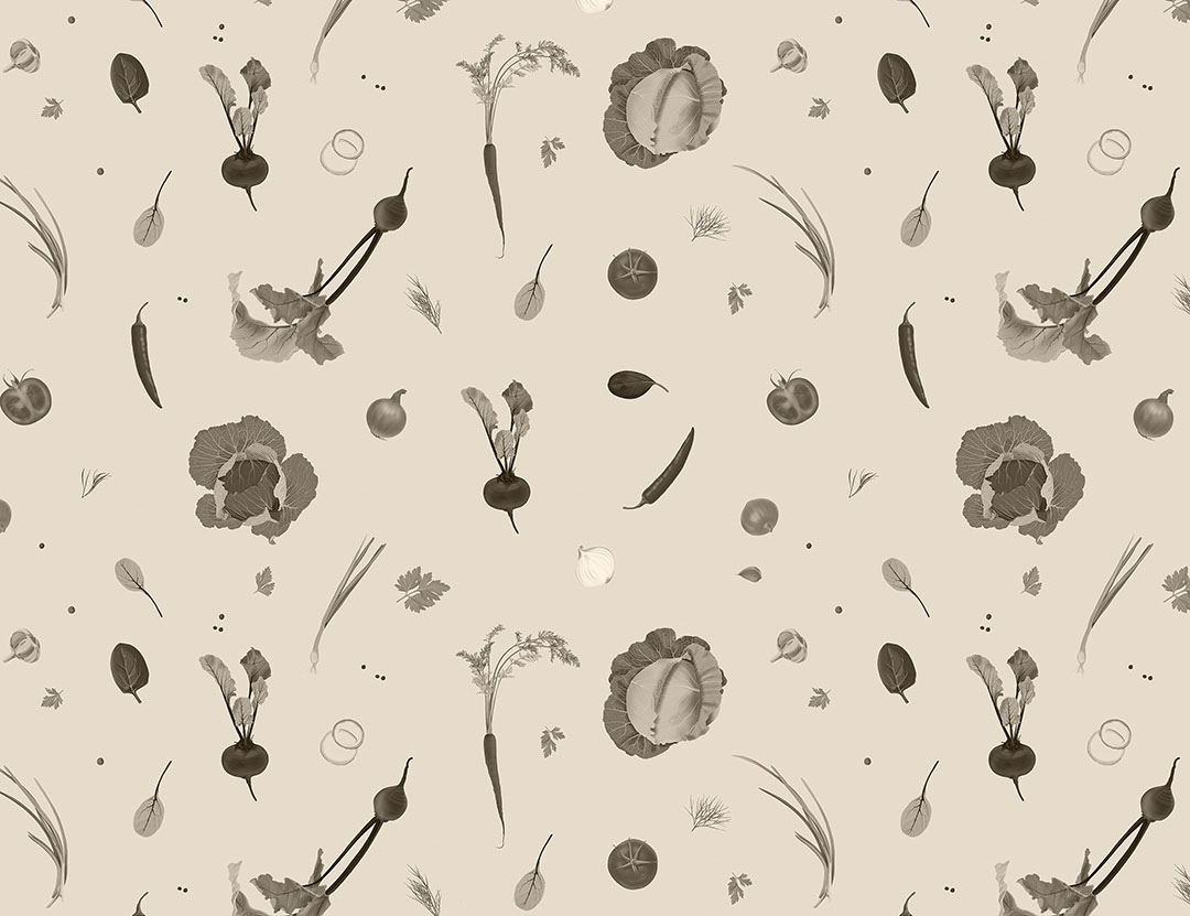 Ingredients of the Ukrainian borsch black and white wall mural