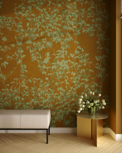 Botanical wall mural in Chinoiserie style for the living room
