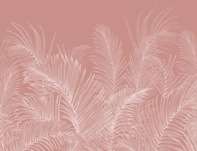 Delicate pink palm leaves wall mural