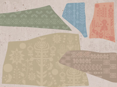 Ukraine inspired ethnic patterns wall mural on the light textured background