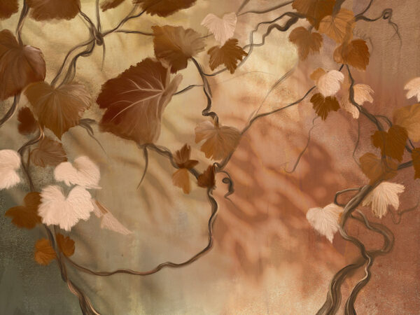 Oil painted orange grapevine wall mural