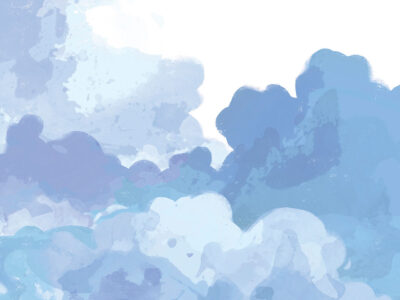 Tender watercolour blue clouds wall mural