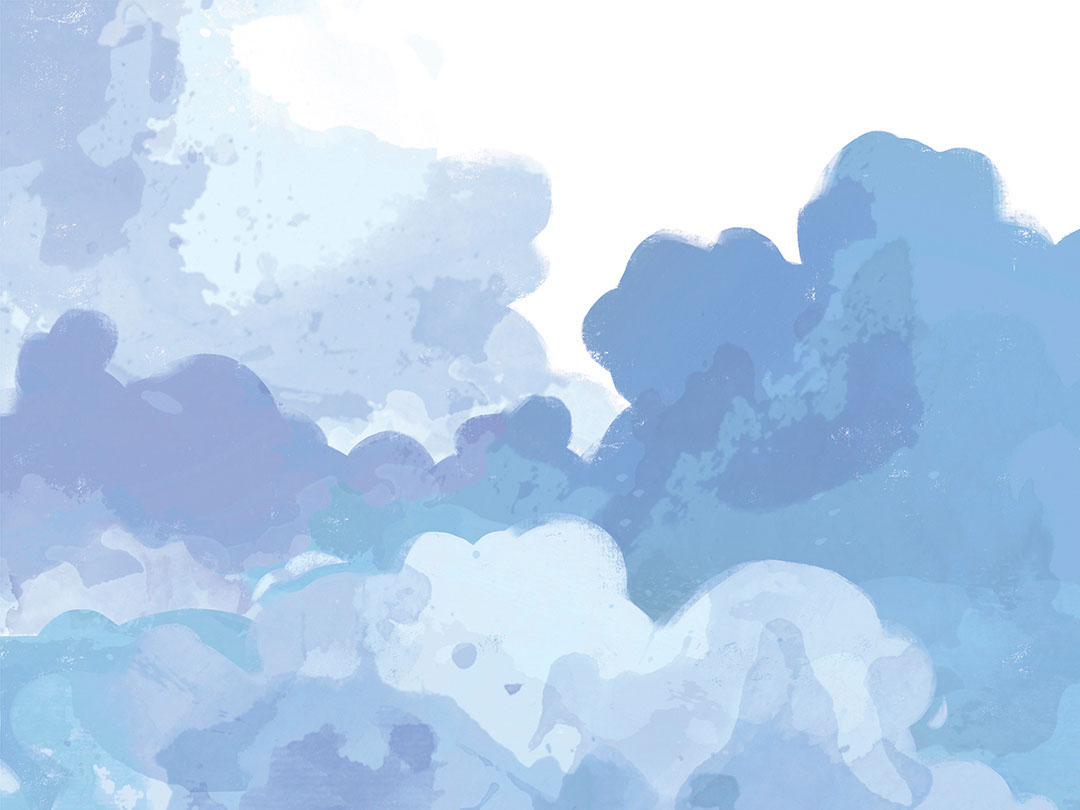 Tender watercolour blue clouds wall mural