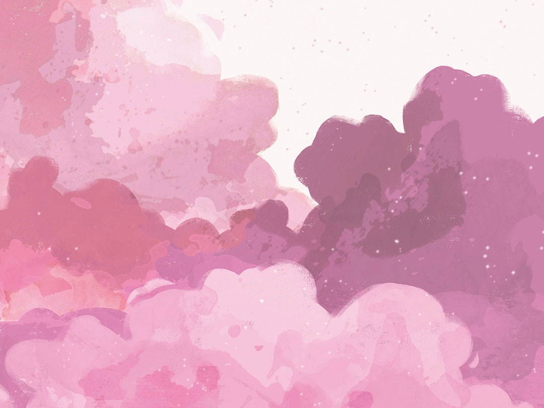 Tender watercolour pink clouds wall mural
