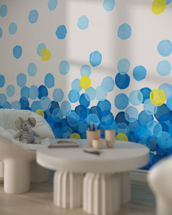 Wall mural for a children's room with watercolour bubbles