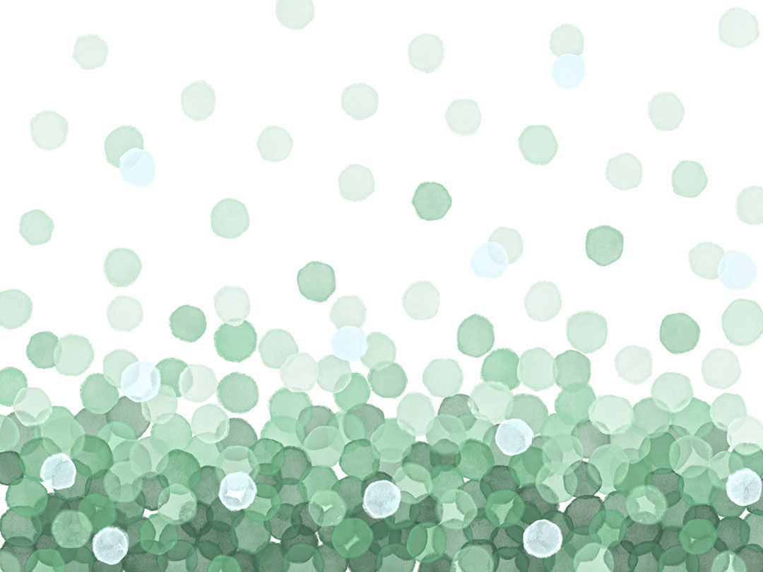 Wall mural with green watercolour bubbles