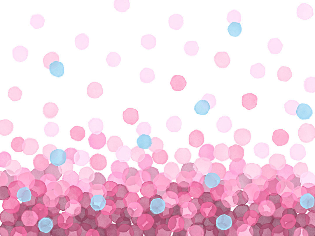 Wall mural with pink watercolour bubbles