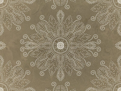 Dot art style wall mural with mandala on the beige textured background