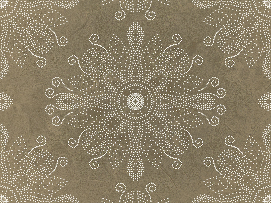 Dot art style wall mural with mandala on the beige textured background