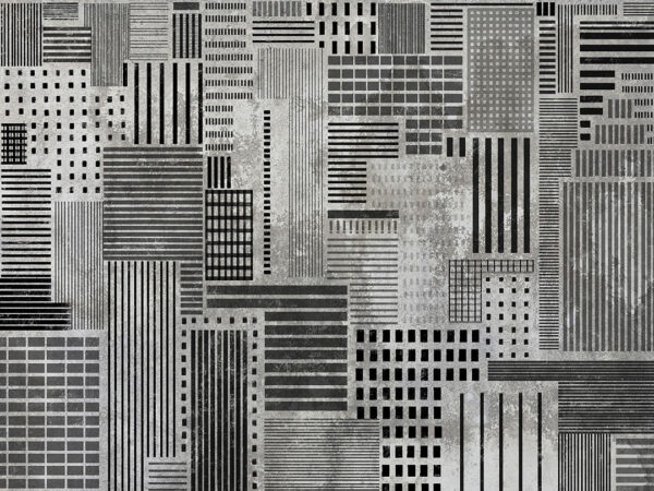 Black and white houses in the metropolis textured wall mural