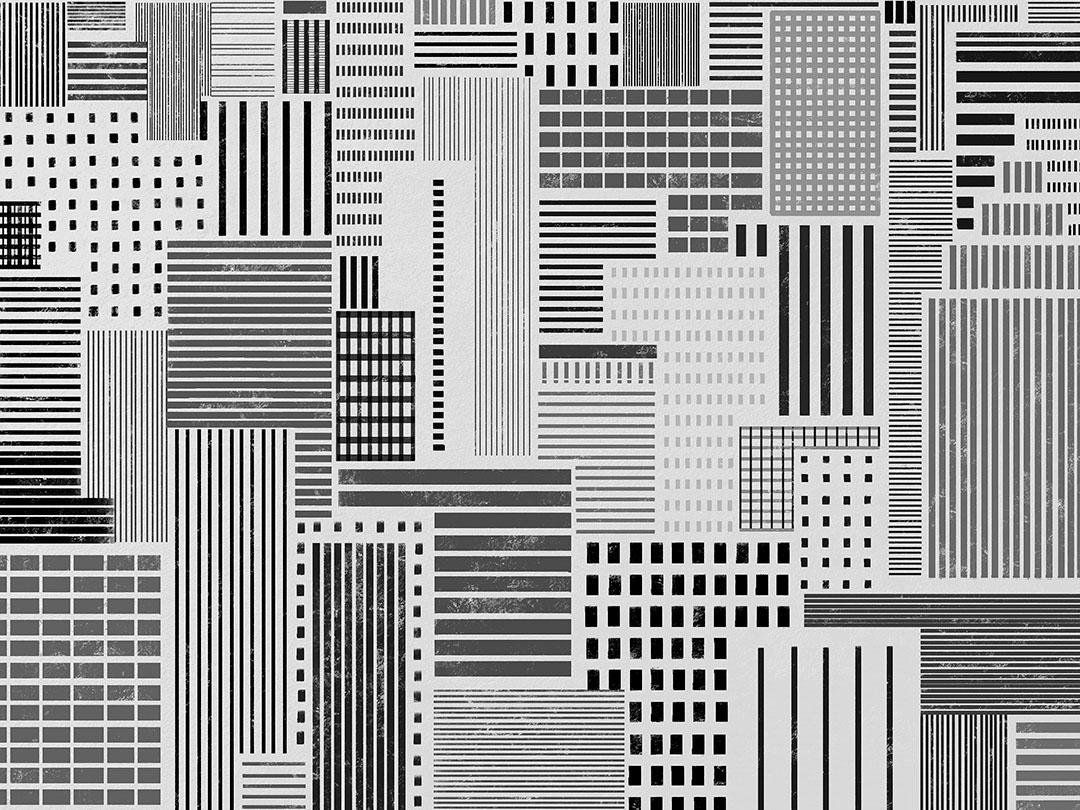 Black and white houses in the metropolis wall mural