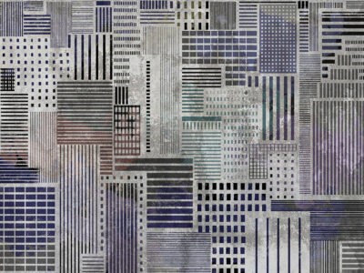 Black and white houses in the metropolis wall mural with texture
