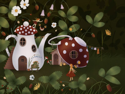 Thumbelina scene in the dark forest children’s wall mural