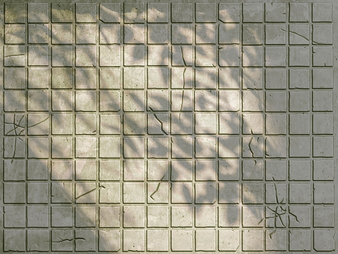 Grey stone tiles with leaf shadows wall mural
