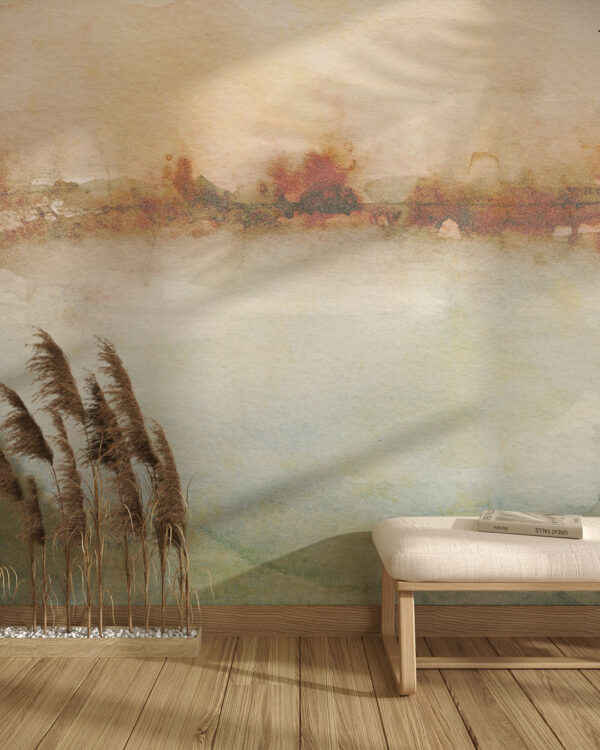 Watercolour gradient abstract wall mural for the living room