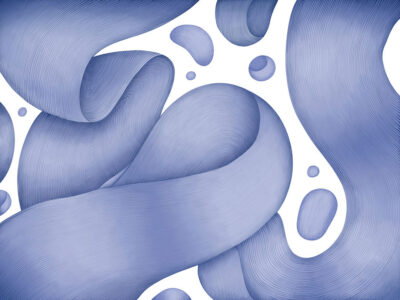 Graphic blue 3D waves wall mural