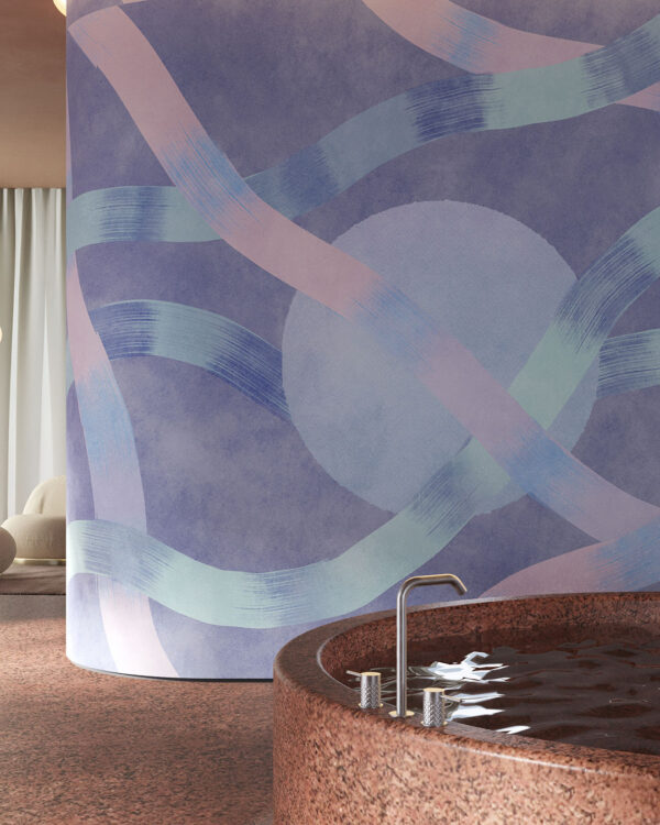 Colourful abstract spheres wall mural for the bathroom